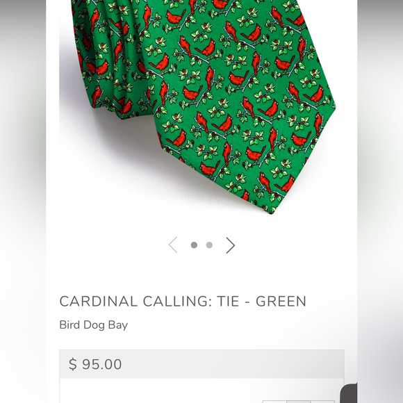 Bird Dog Bay CARDINAL CALLING: TIE - GREEN 100% Silk - Picture 3 of 8